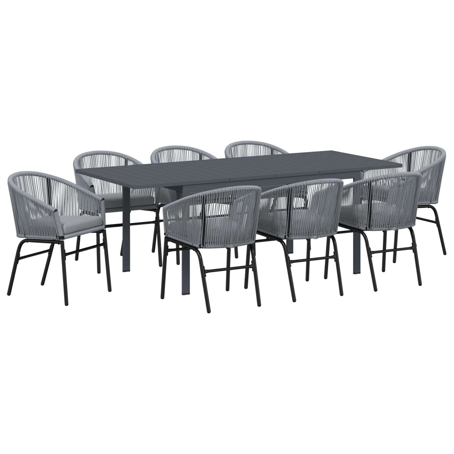 vidaXL Σετ Εξωτερικής Τραπεζαρίας 9 pcs Γκρι Large