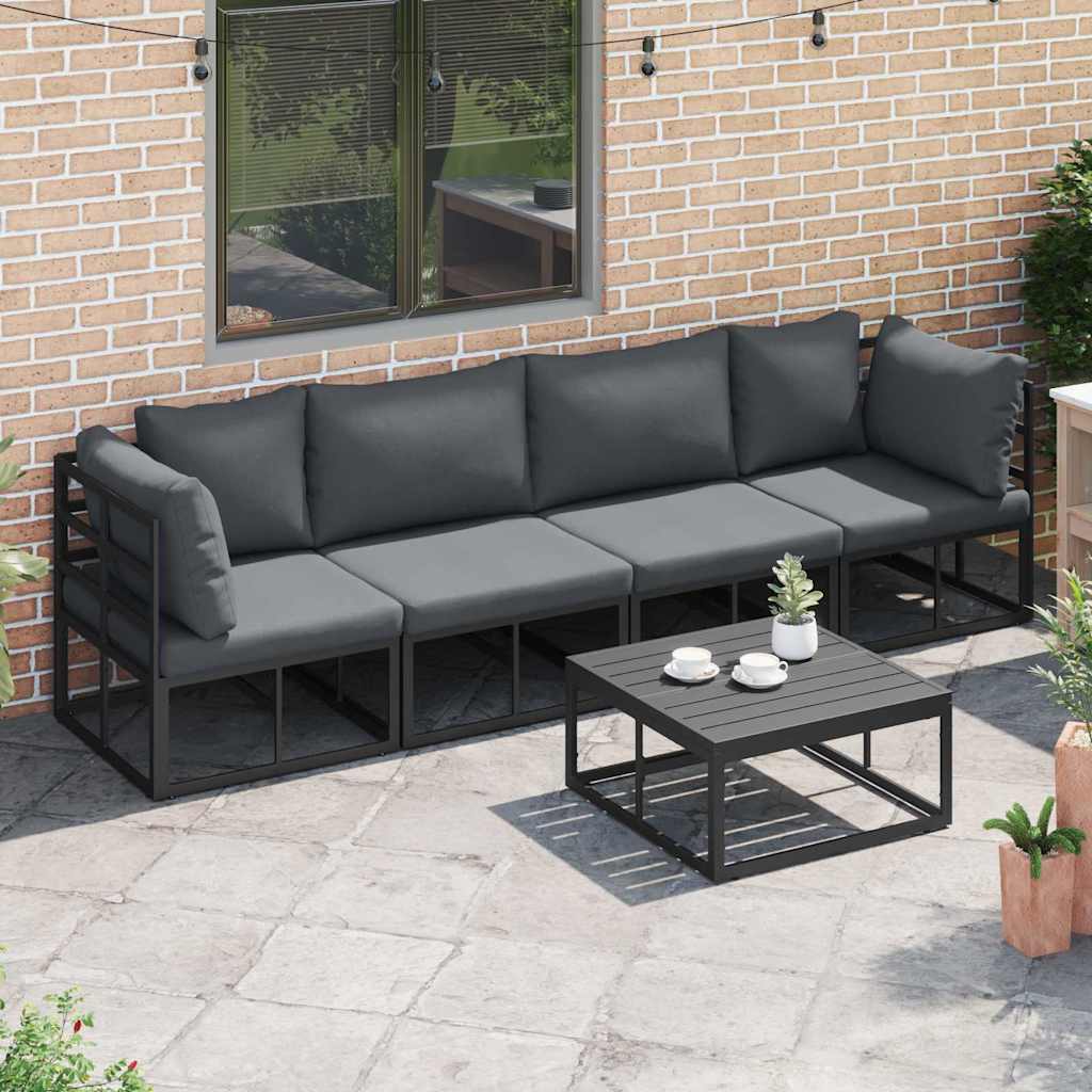 vidaXL Σετ Καναπέ Κήπου 5 pcs Μαύρο 70 x 70 x 32 εκ Αλουμίνιο