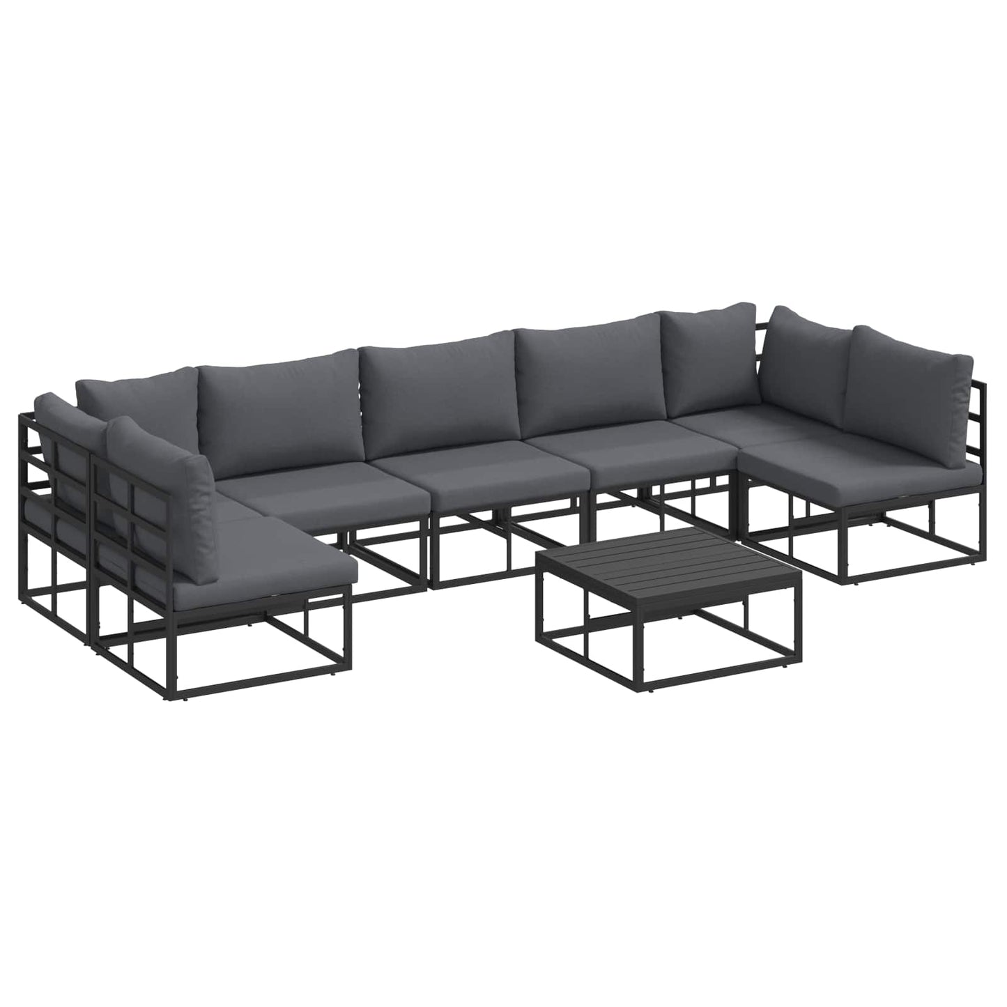 vidaXL Σετ Καναπέ Κήπου 8 pcs Μαύρο 70 x 70 x 32 εκ Αλουμίνιο