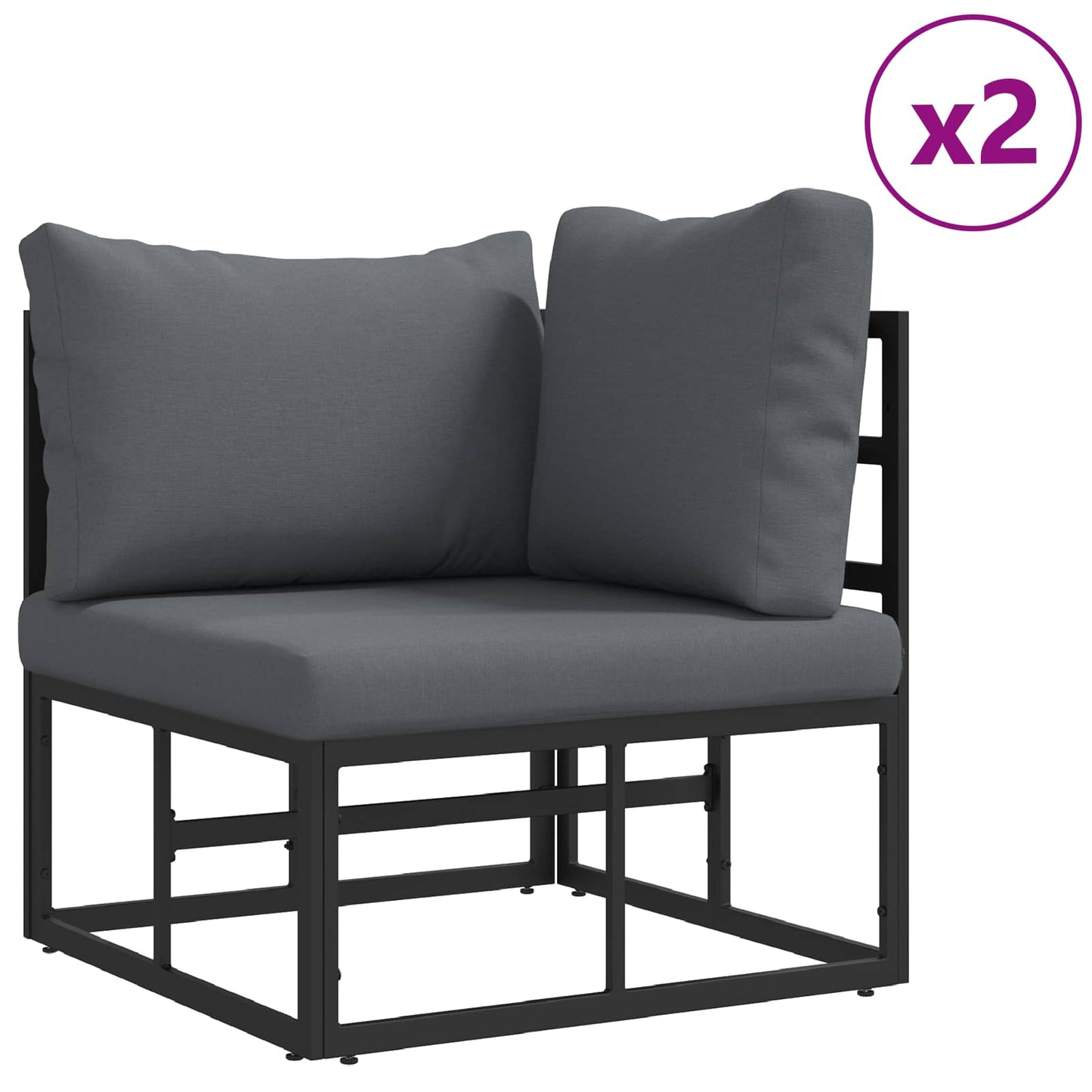 vidaXL Σετ Καναπέ Κήπου 8 pcs Μαύρο 70 x 70 x 32 εκ Αλουμίνιο