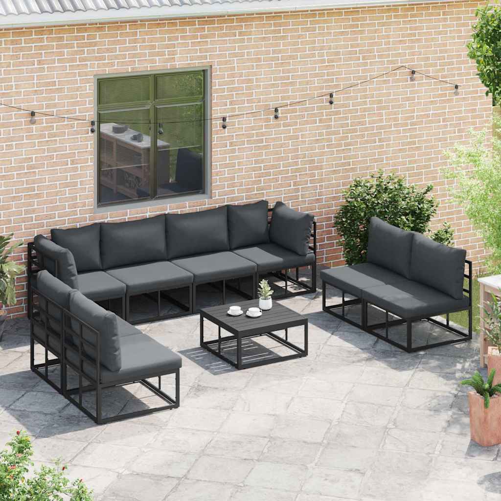 vidaXL Σετ Καναπέ Κήπου 8 pcs Μαύρο 283 x 71.5 x 71 εκ. Αλουμίνιο