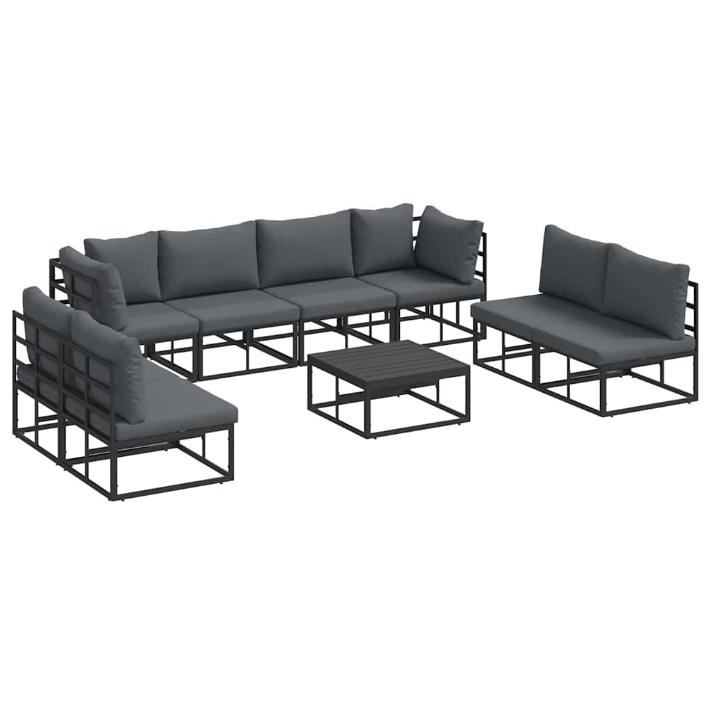 vidaXL Σετ Καναπέ Κήπου 9 pcs Μαύρο 70 x 70 x 32 εκ Αλουμίνιο