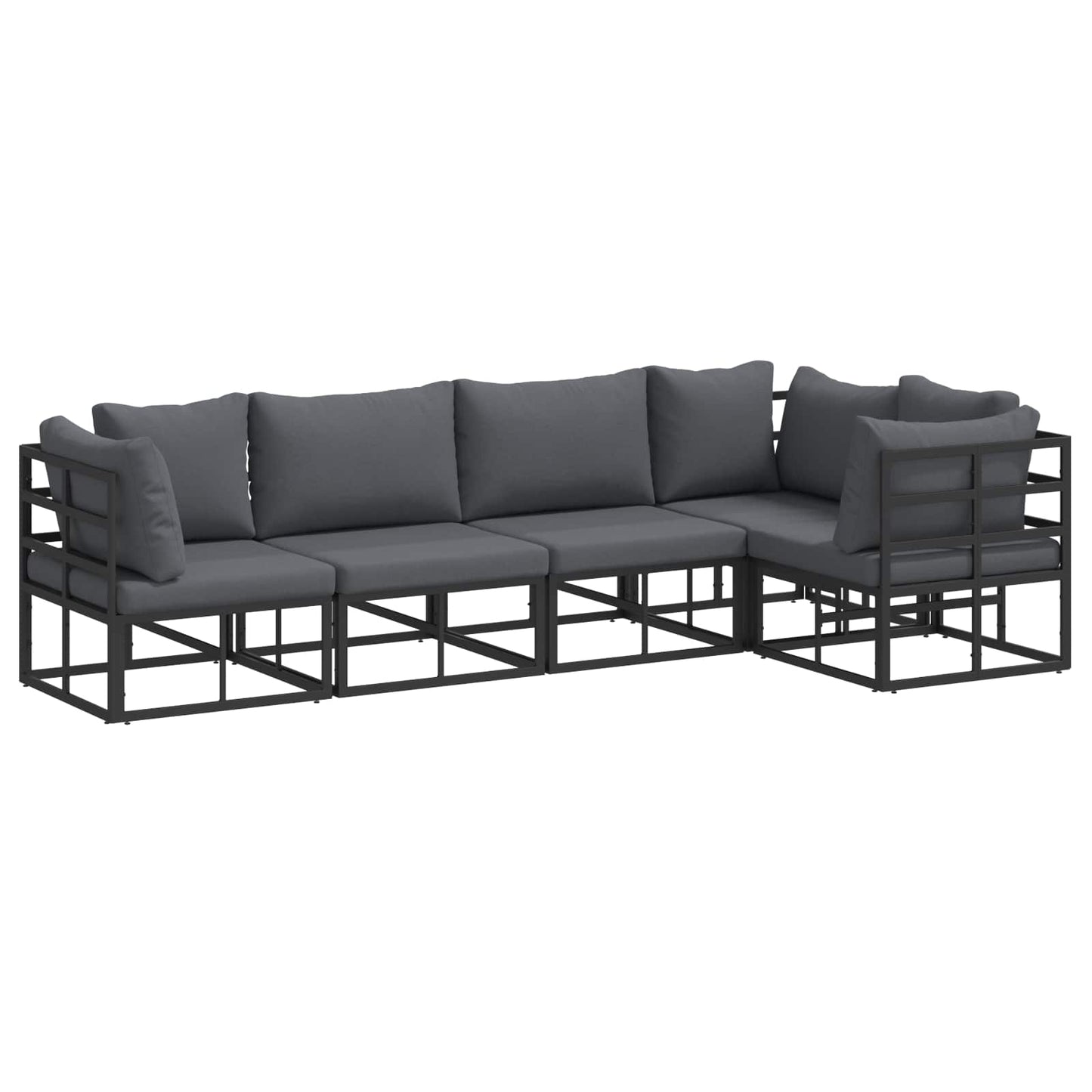vidaXL Σετ Καναπέ Κήπου 5 pcs Μαύρο 283 x 143 x 71 εκ. Αλουμίνιο