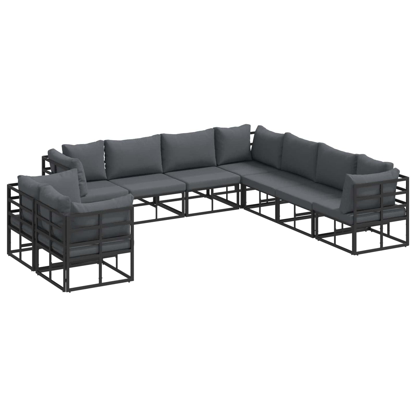 vidaXL Σετ Καναπέ Κήπου 9 pcs Μαύρο 283 x 283 x 71 εκ. Αλουμίνιο