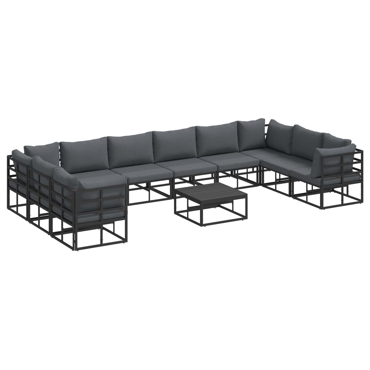 vidaXL Σετ Καναπέ Κήπου 11 pcs Μαύρο 70 x 70 x 32 εκ Αλουμίνιο