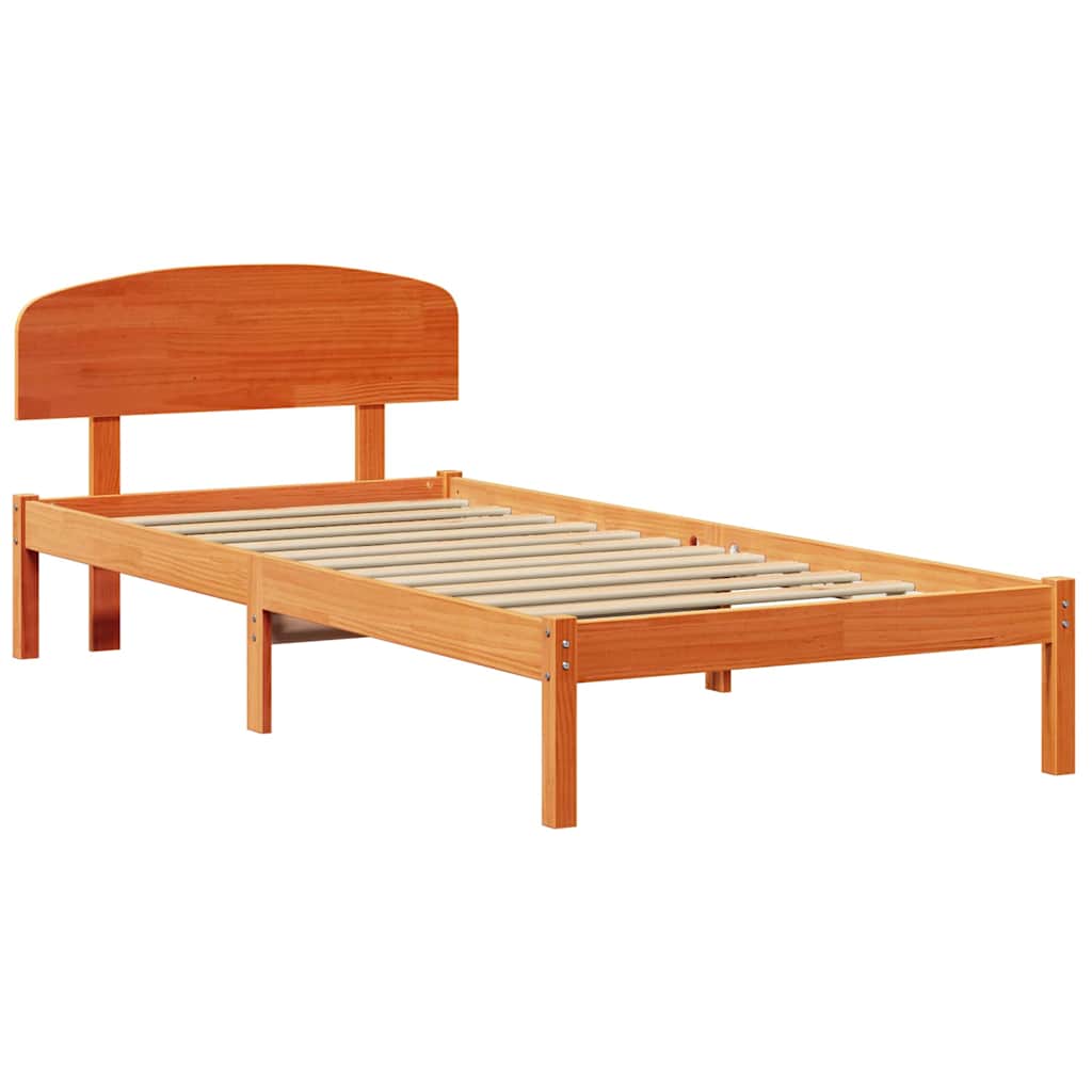 vidaXL Σκελετός Κρεβατιού Κερωτό καφέ 90 x 200 cm Στερεά ξυλεία πεύκου