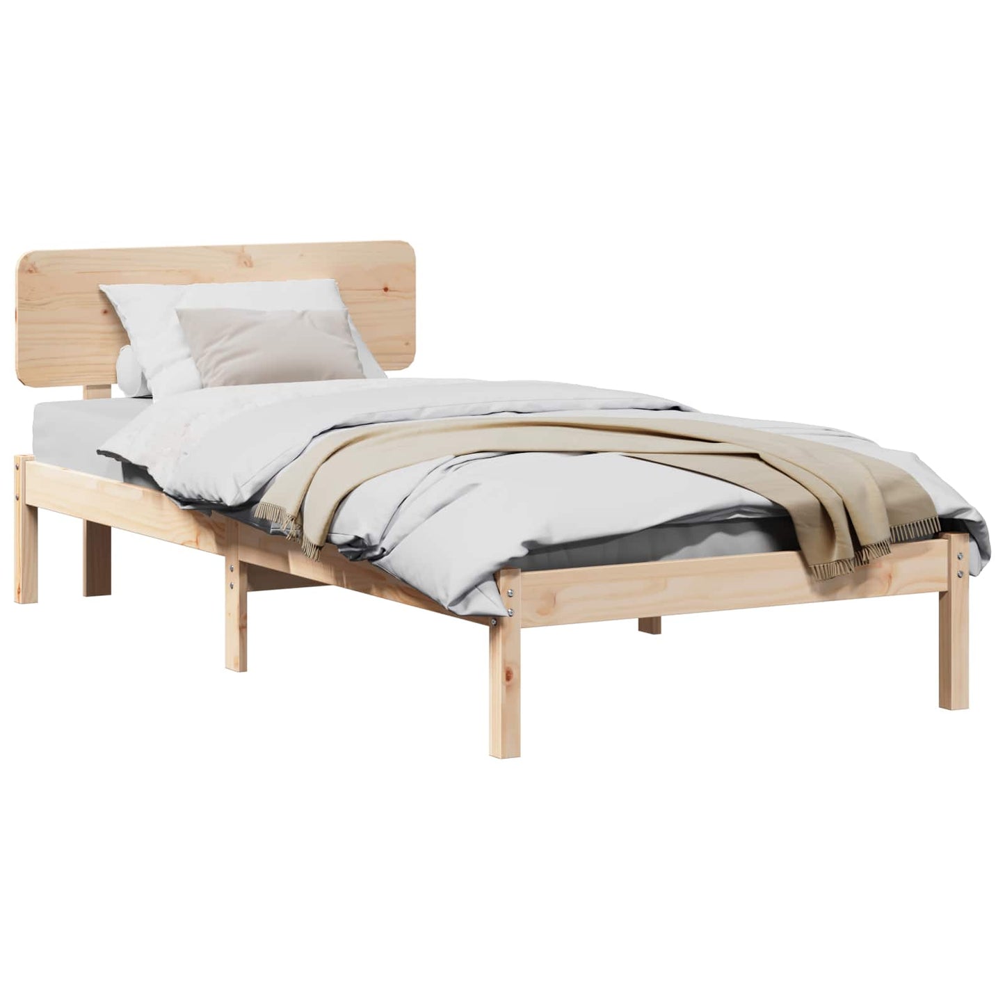 vidaXL Σκελετός Κρεβατιού Φυσικό 75 x 190 cm Στερεά ξυλεία πεύκου