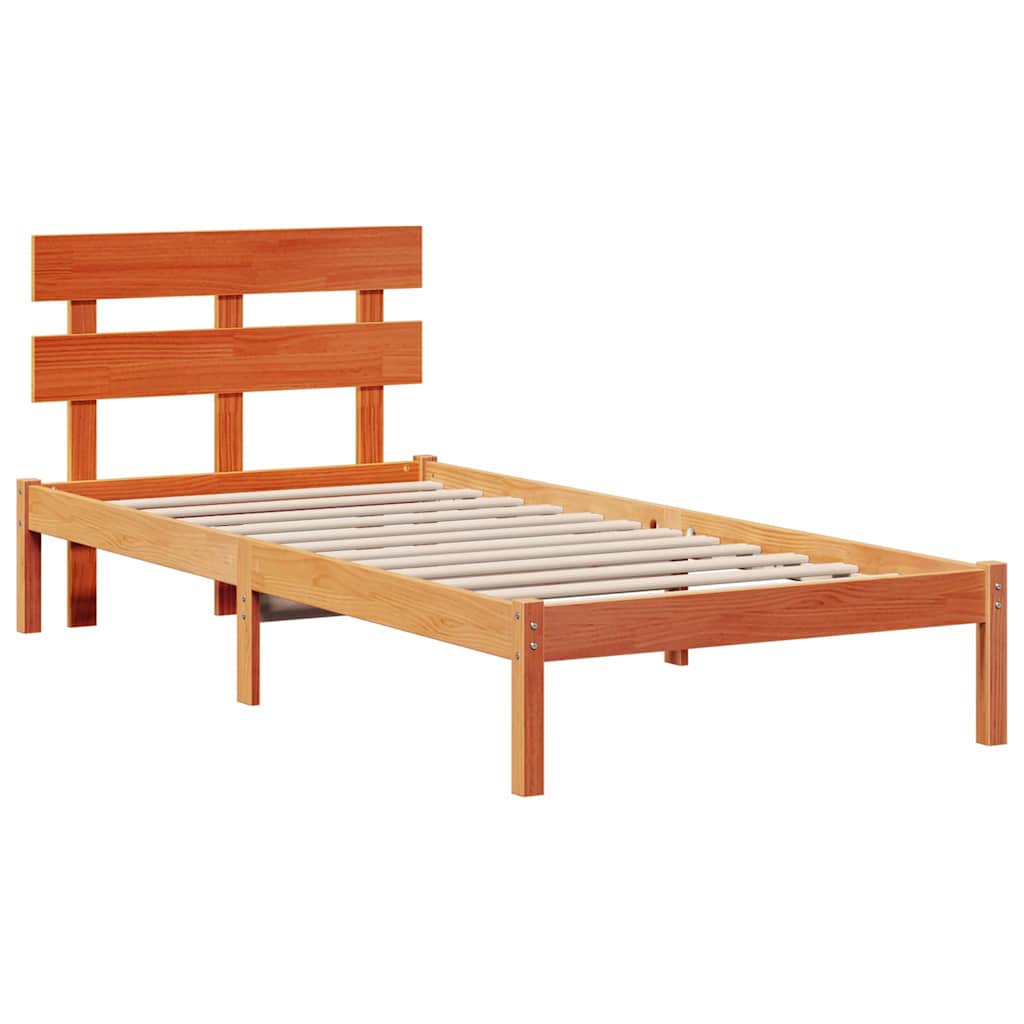vidaXL Σκελετός Κρεβατιού Καφέ 90 x 200 cm Μασίφ ξύλο πεύκου