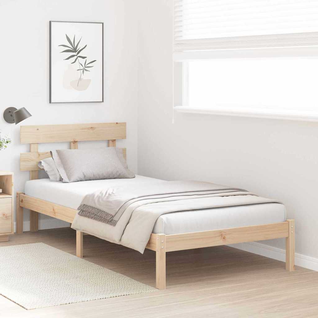 vidaXL Σκελετός Κρεβατιού Καφέ 75 x 190 cm Μασίφ ξύλο πεύκου