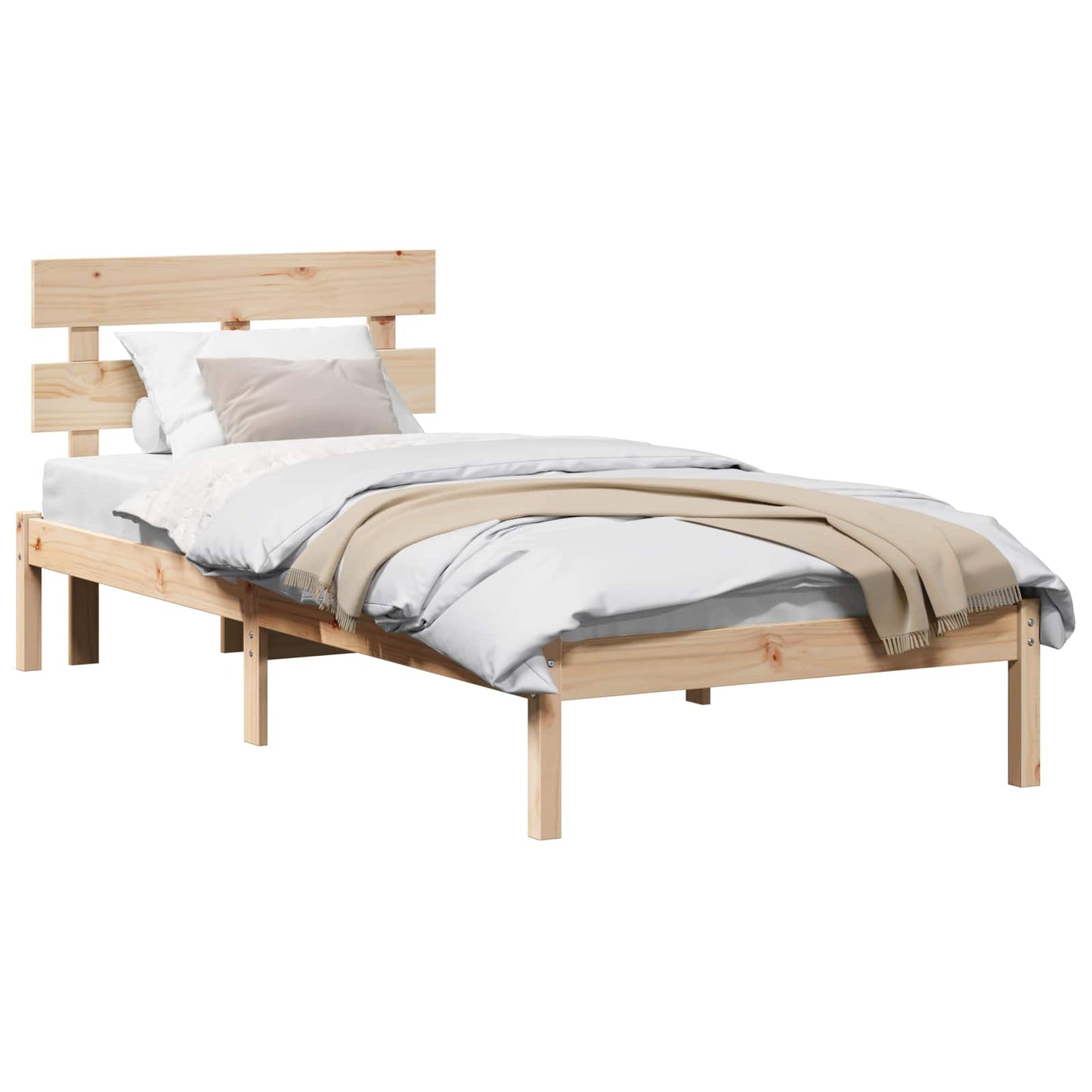 vidaXL Σκελετός Κρεβατιού Καφέ 75 x 190 cm Μασίφ ξύλο πεύκου