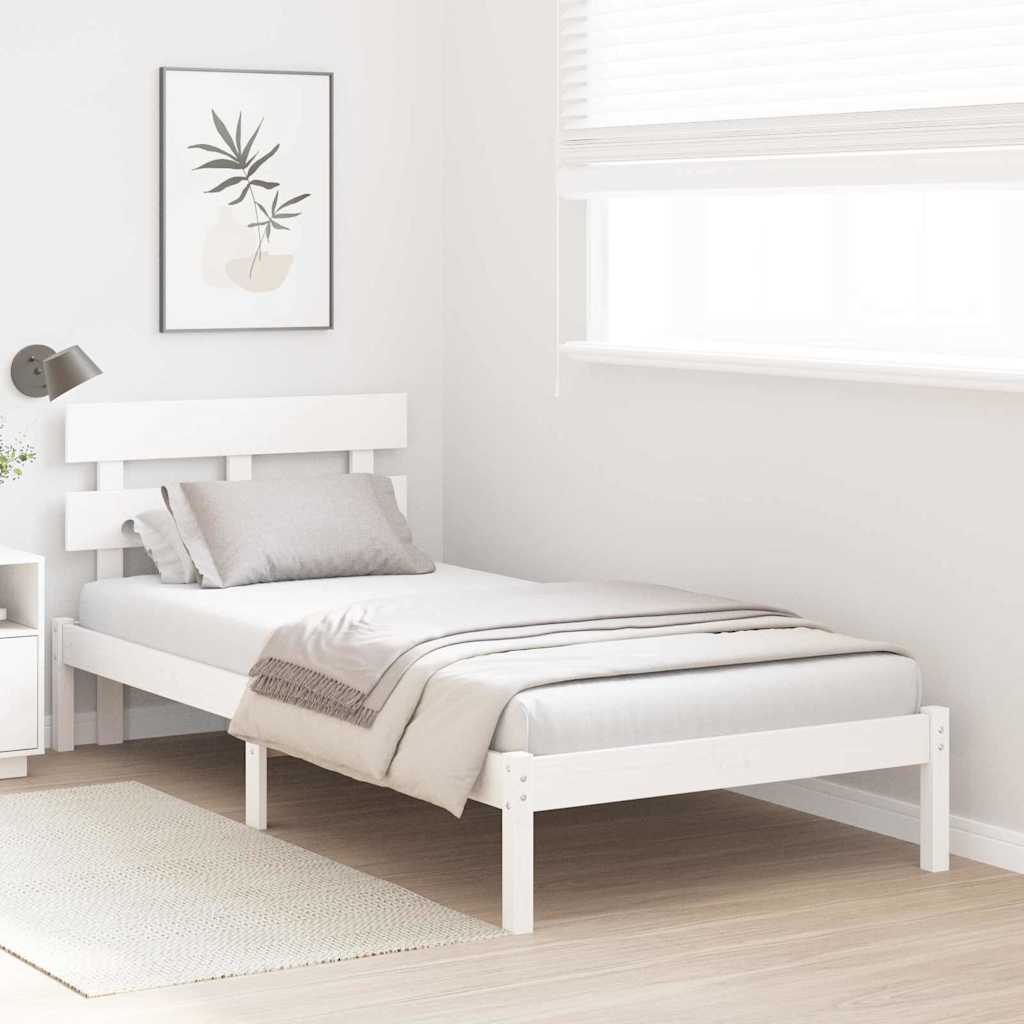 vidaXL Σκελετός Κρεβατιού Λευκό 75 x 190 cm Μασίφ ξύλο πεύκου