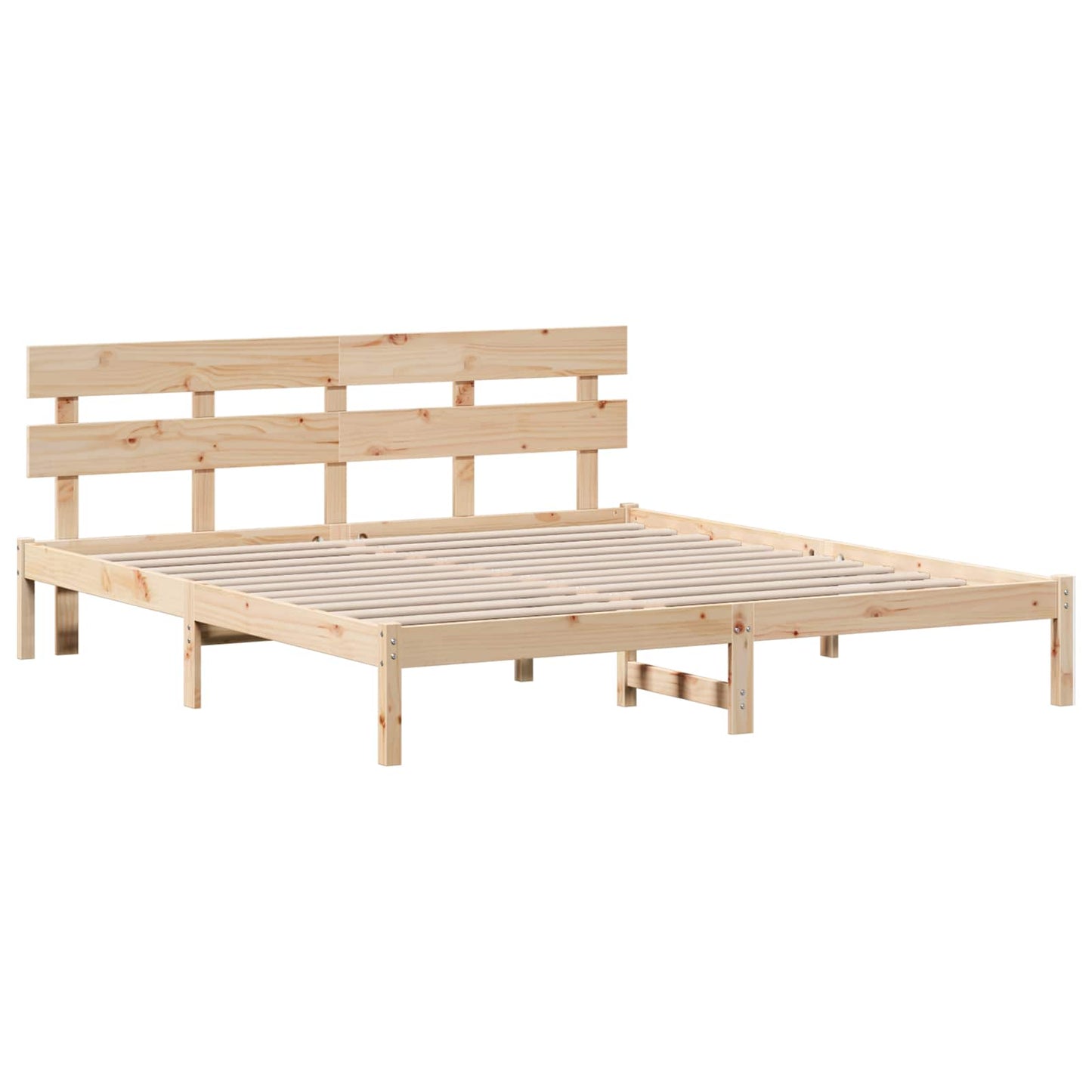 vidaXL Σκελετός Κρεβατιού Καφέ 200 x 200 cm Μασίφ ξύλο πεύκου