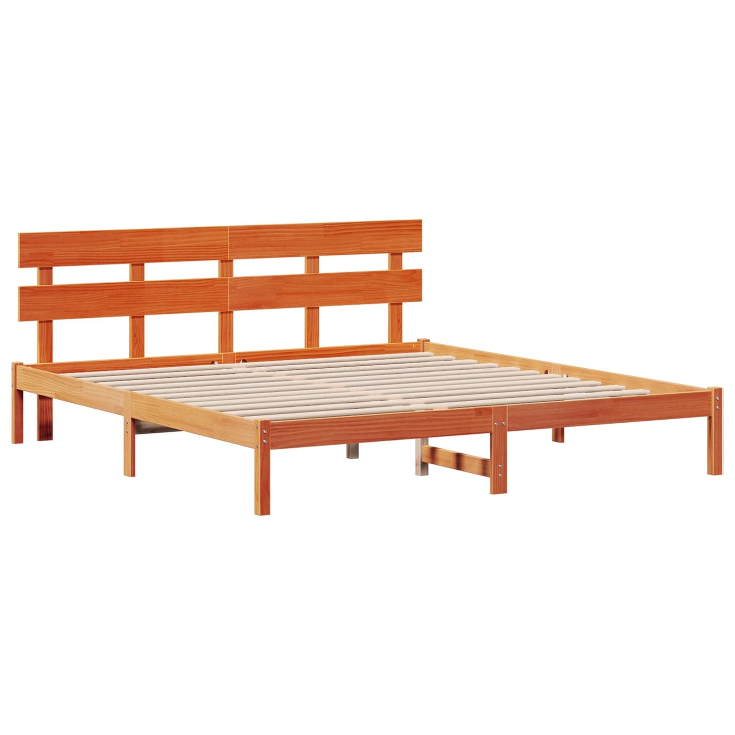 vidaXL Σκελετός Κρεβατιού Καφέ 200 x 200 cm Μασίφ ξύλο πεύκου