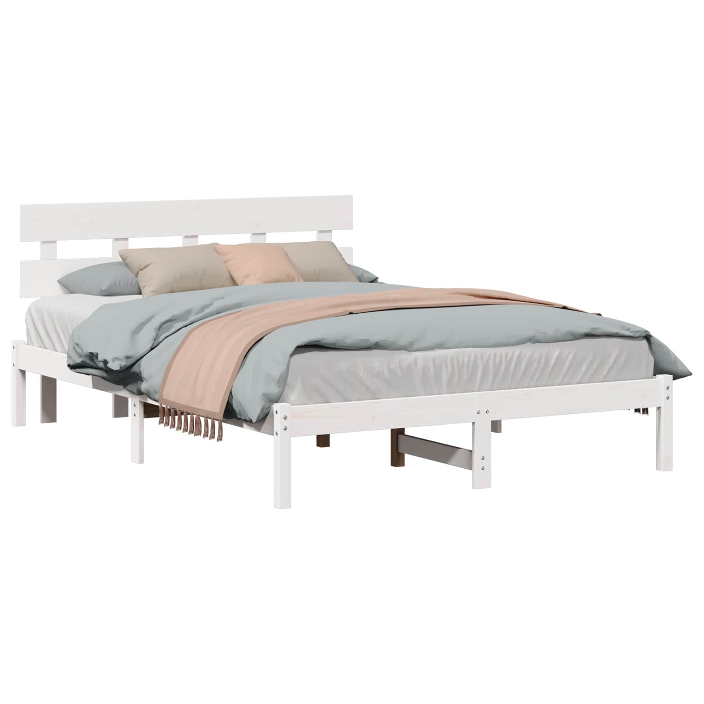 vidaXL Σκελετός Κρεβατιού Λευκό 160 x 200 cm Μασίφ ξύλο πεύκου