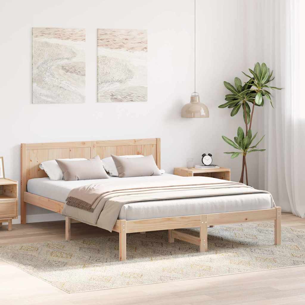 vidaXL Σκελετός Κρεβατιού Καφέ 160 x 200 cm Μασίφ ξύλο πεύκου