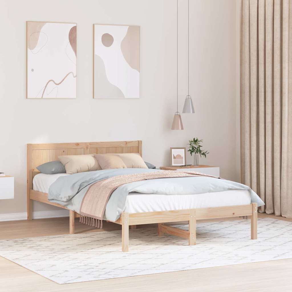 vidaXL Σκελετός Κρεβατιού Καφέ 140 x 190 cm Μασίφ ξύλο πεύκου