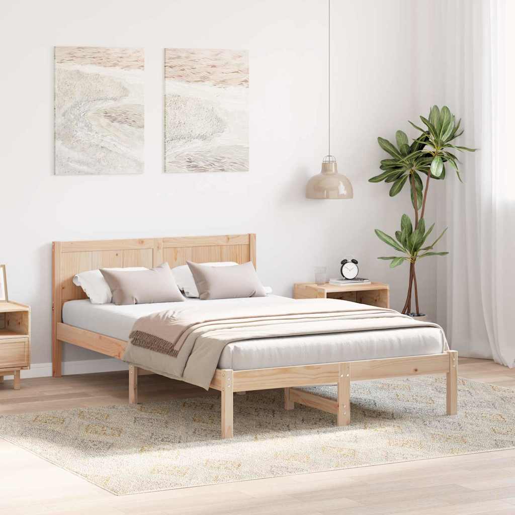 vidaXL Σκελετός Κρεβατιού Καφέ 140 x 190 cm Μασίφ ξύλο πεύκου