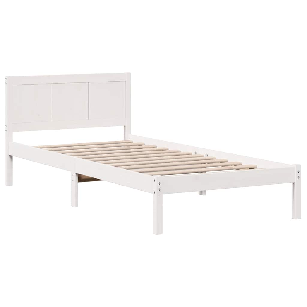 vidaXL Σκελετός Κρεβατιού Λευκό 90 x 200 cm Μασίφ ξύλο πεύκου