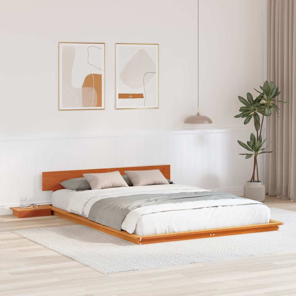 vidaXL Σκελετός Κρεβατιού με κεφαλάρι Καφέ 140 x 200 cm ξύλο