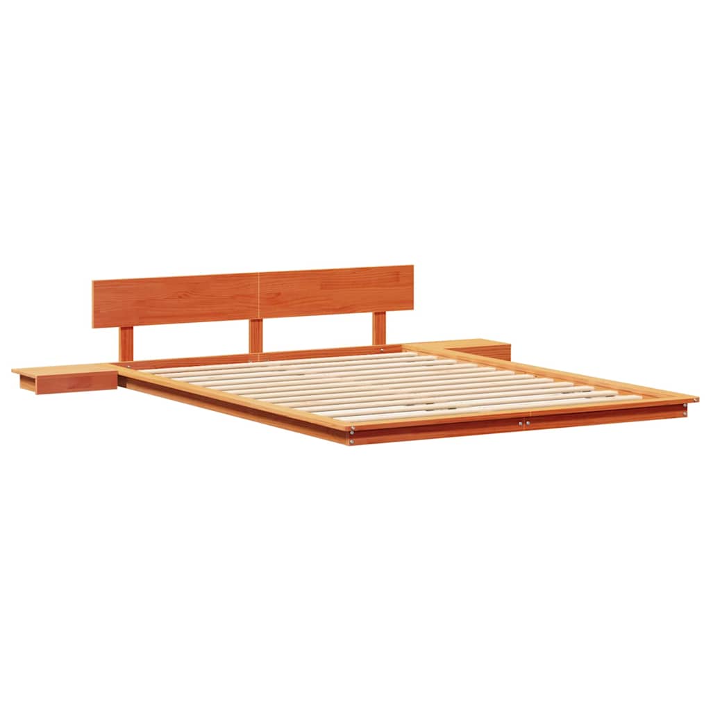 vidaXL Σκελετός Κρεβατιού με κεφαλάρι Καφέ 140 x 200 cm ξύλο