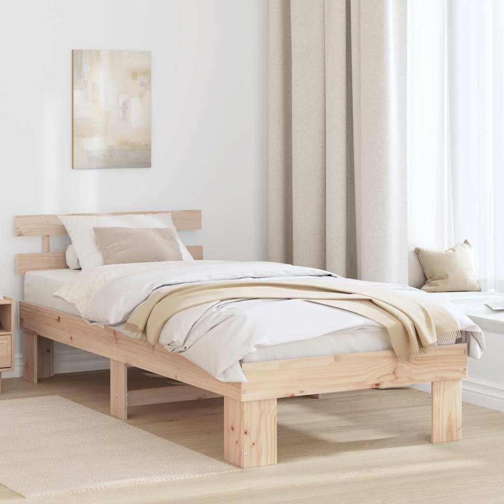 vidaXL Σκελετός Κρεβατιού Φυσικό 100 x 200 cm Στερεά ξυλεία πεύκου