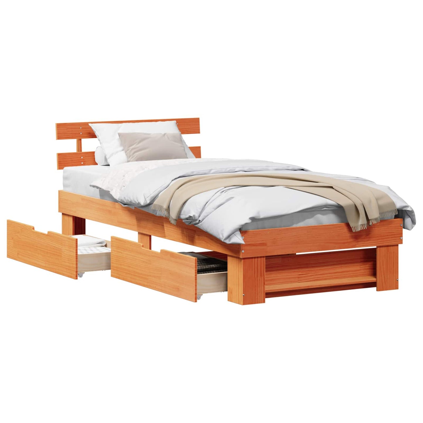 vidaXL Σκελετός Κρεβατιού Κερωτό καφέ 90 x 190 cm Στερεά ξυλεία πεύκου