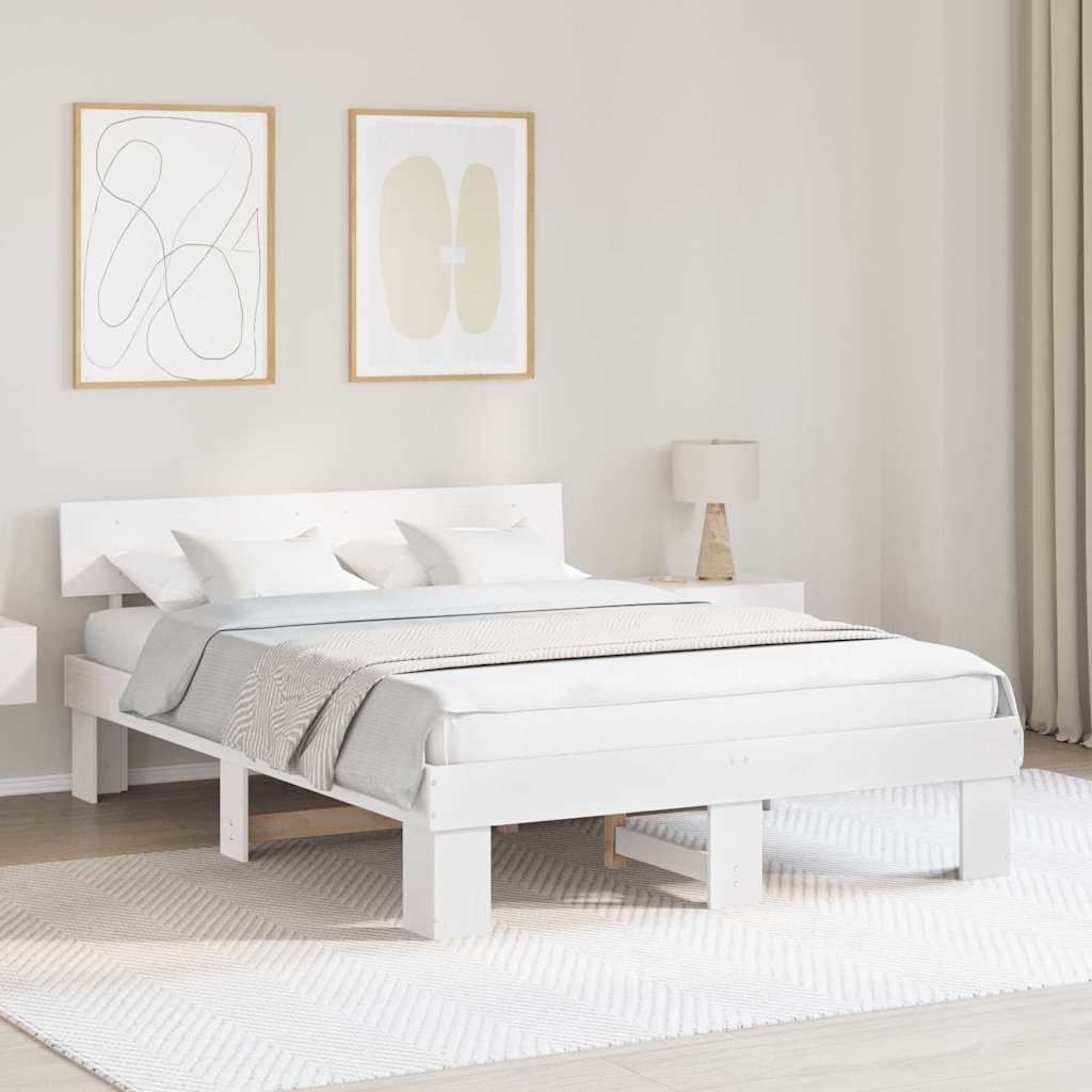 vidaXL Σκελετός Κρεβατιού Λευκό 140 x 200 cm Στερεά ξυλεία πεύκου
