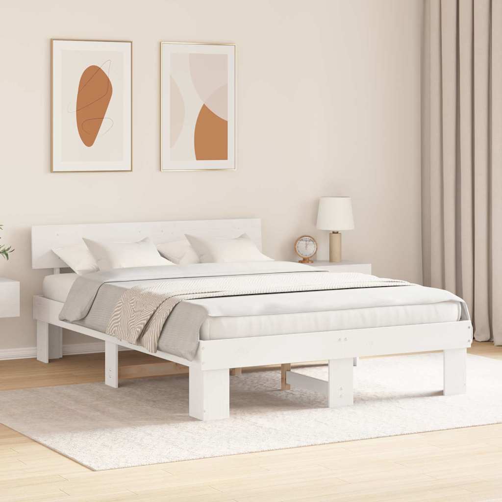 vidaXL Σκελετός Κρεβατιού Λευκό 140 x 200 cm Στερεά ξυλεία πεύκου
