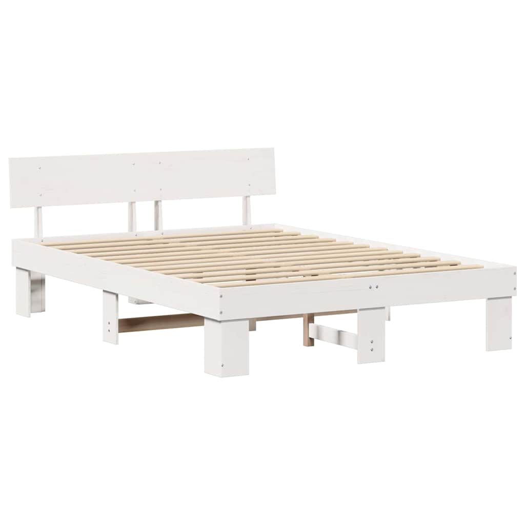vidaXL Σκελετός Κρεβατιού Λευκό 140 x 200 cm Στερεά ξυλεία πεύκου