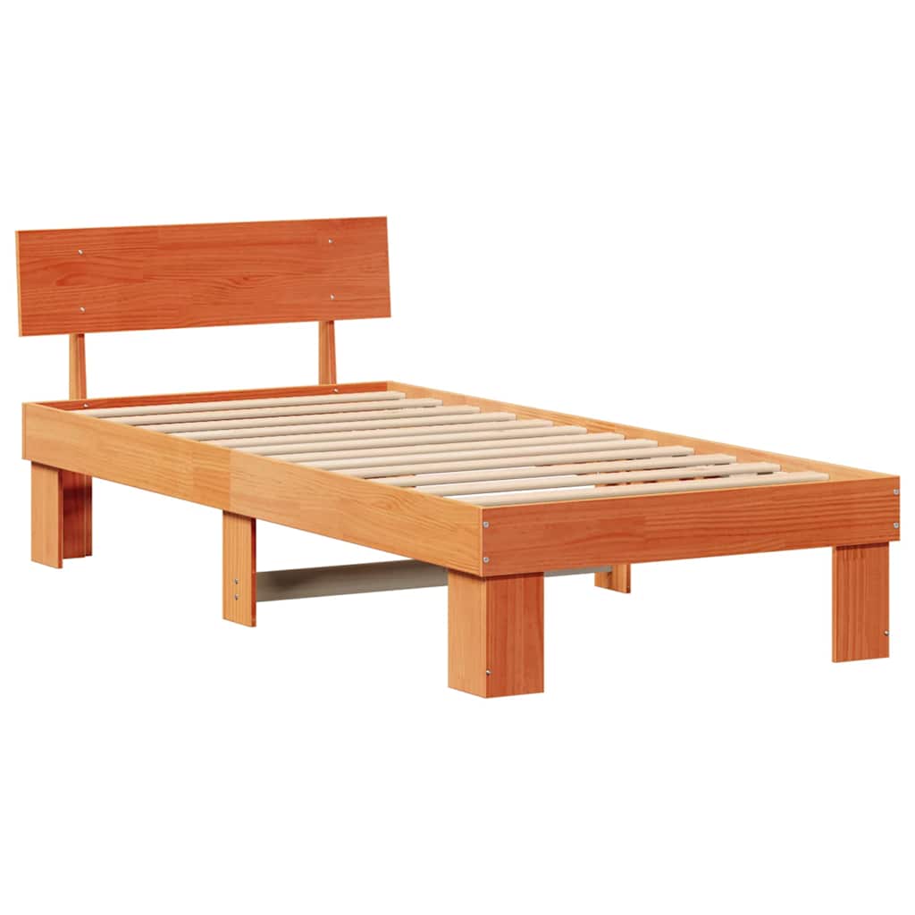 vidaXL Σκελετός Κρεβατιού Κερωτό καφέ 90 x 190 cm Στερεά ξυλεία πεύκου