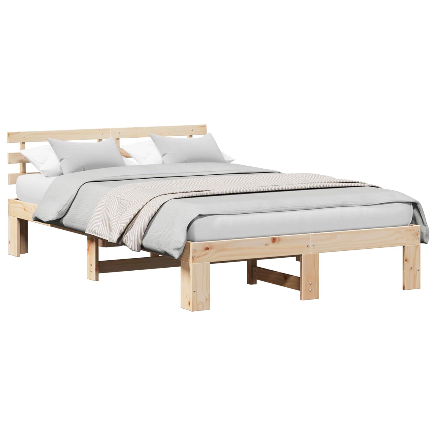 vidaXL Σκελετός Κρεβατιού Φυσικό 140 x 190 cm Στερεά ξυλεία πεύκου