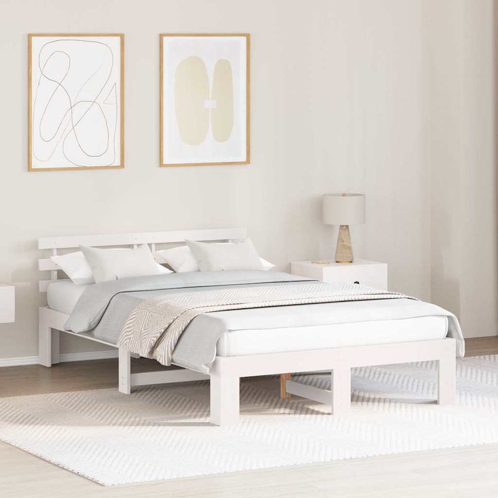 vidaXL Σκελετός Κρεβατιού Λευκό 120 x 190 cm Στερεά ξυλεία πεύκου