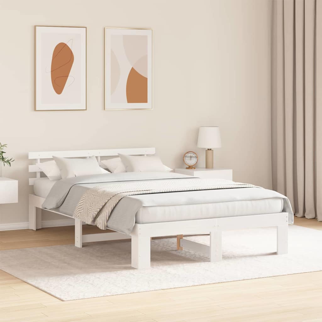 vidaXL Σκελετός Κρεβατιού Λευκό 120 x 190 cm Στερεά ξυλεία πεύκου