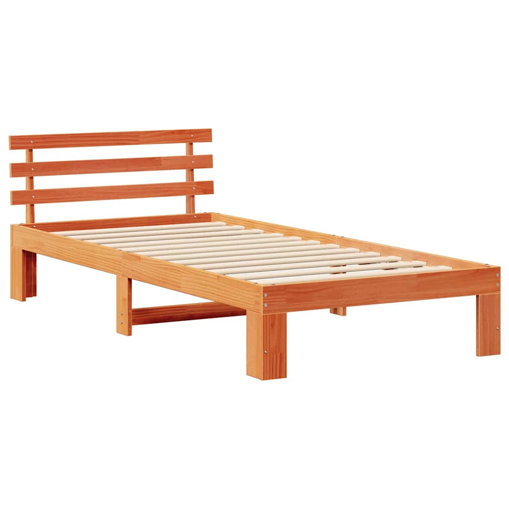 vidaXL Σκελετός Κρεβατιού Κερωτό καφέ 80 x 200 cm Στερεά ξυλεία πεύκου