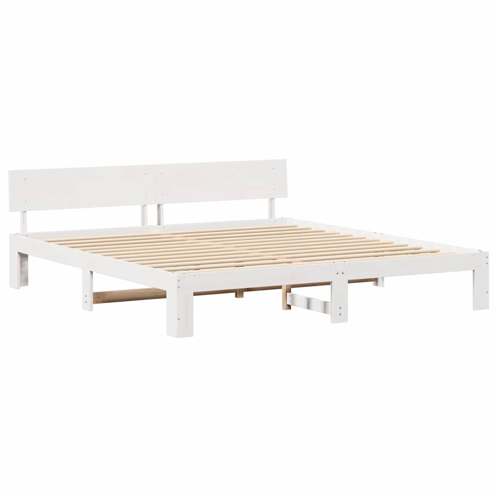 vidaXL Σκελετός Κρεβατιού Λευκό 200 x 200 cm Στερεά ξυλεία πεύκου