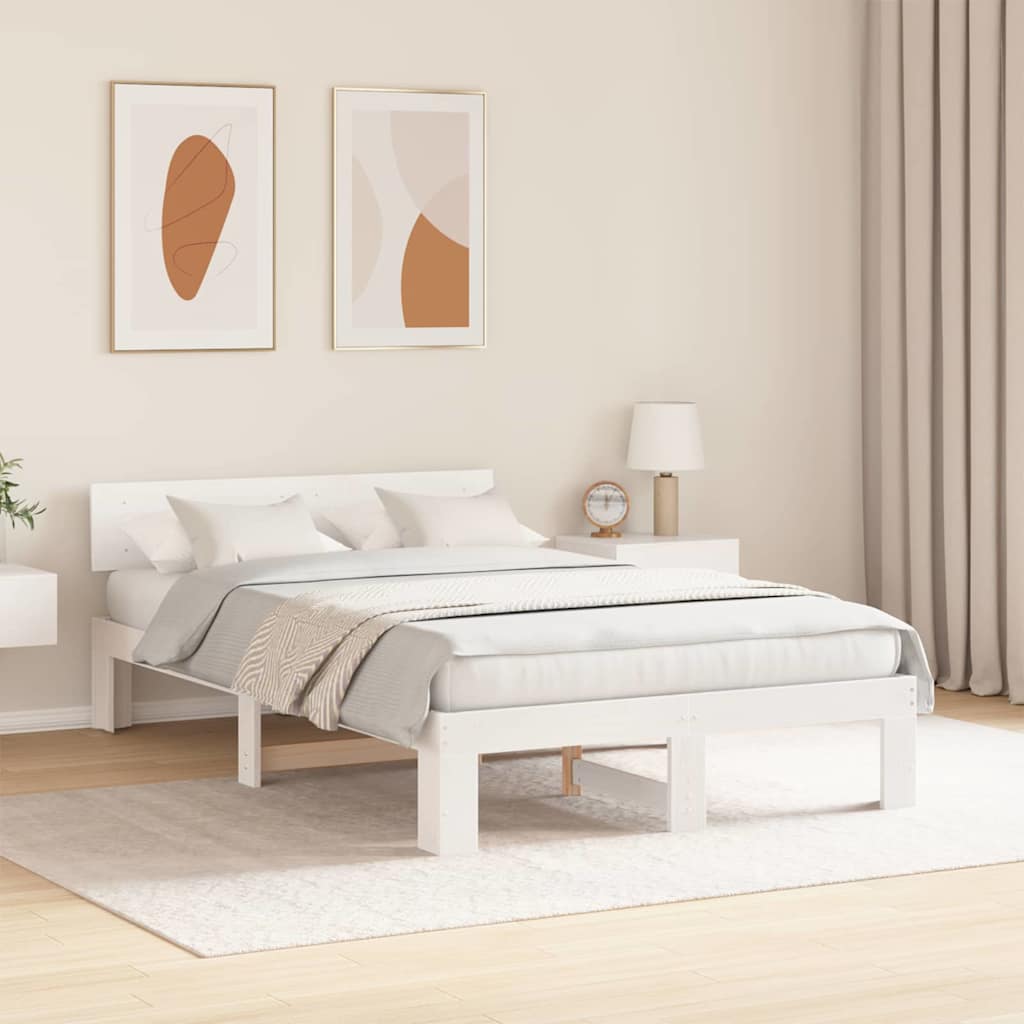 vidaXL Σκελετός Κρεβατιού Λευκό 140 x 190 cm Στερεά ξυλεία πεύκου