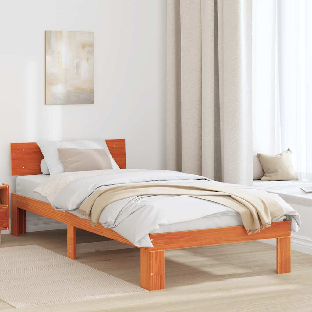 vidaXL Σκελετός Κρεβατιού Κερωτό καφέ 80 x 200 cm Στερεά ξυλεία πεύκου