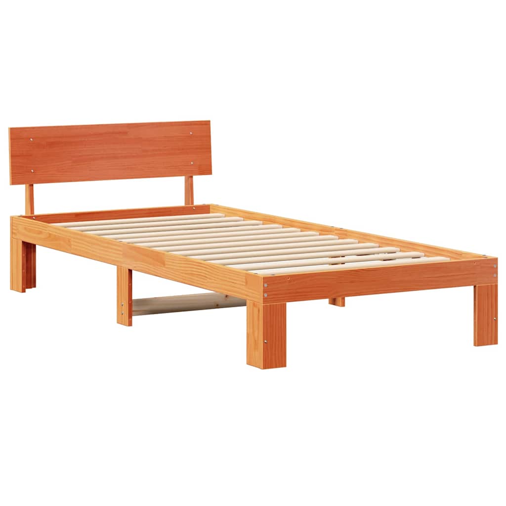 vidaXL Σκελετός Κρεβατιού Κερωτό καφέ 90 x 190 cm Στερεά ξυλεία πεύκου