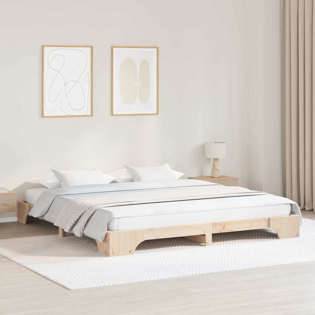 vidaXL Σκελετός Κρεβατιού Φυσικό 200 x 200 cm Στερεά ξυλεία πεύκου