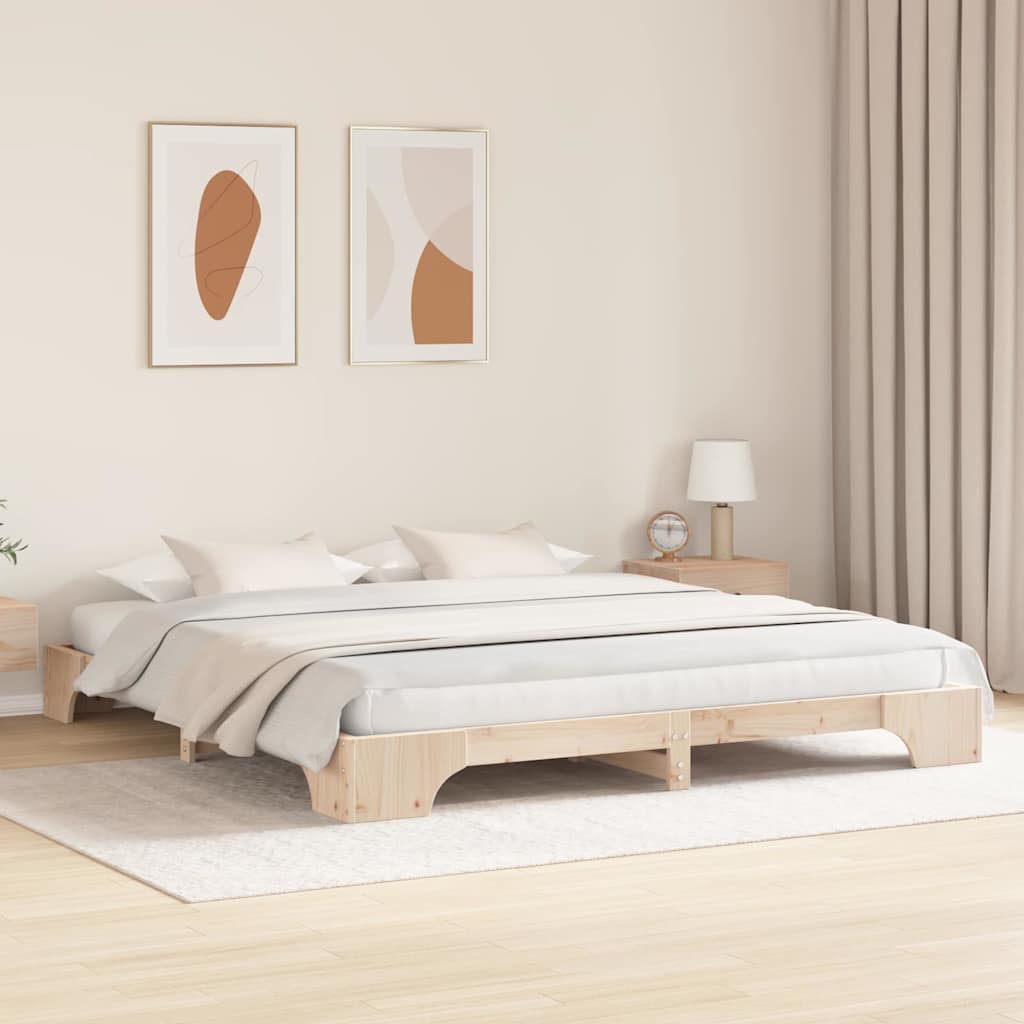 vidaXL Σκελετός Κρεβατιού Φυσικό 200 x 200 cm Στερεά ξυλεία πεύκου