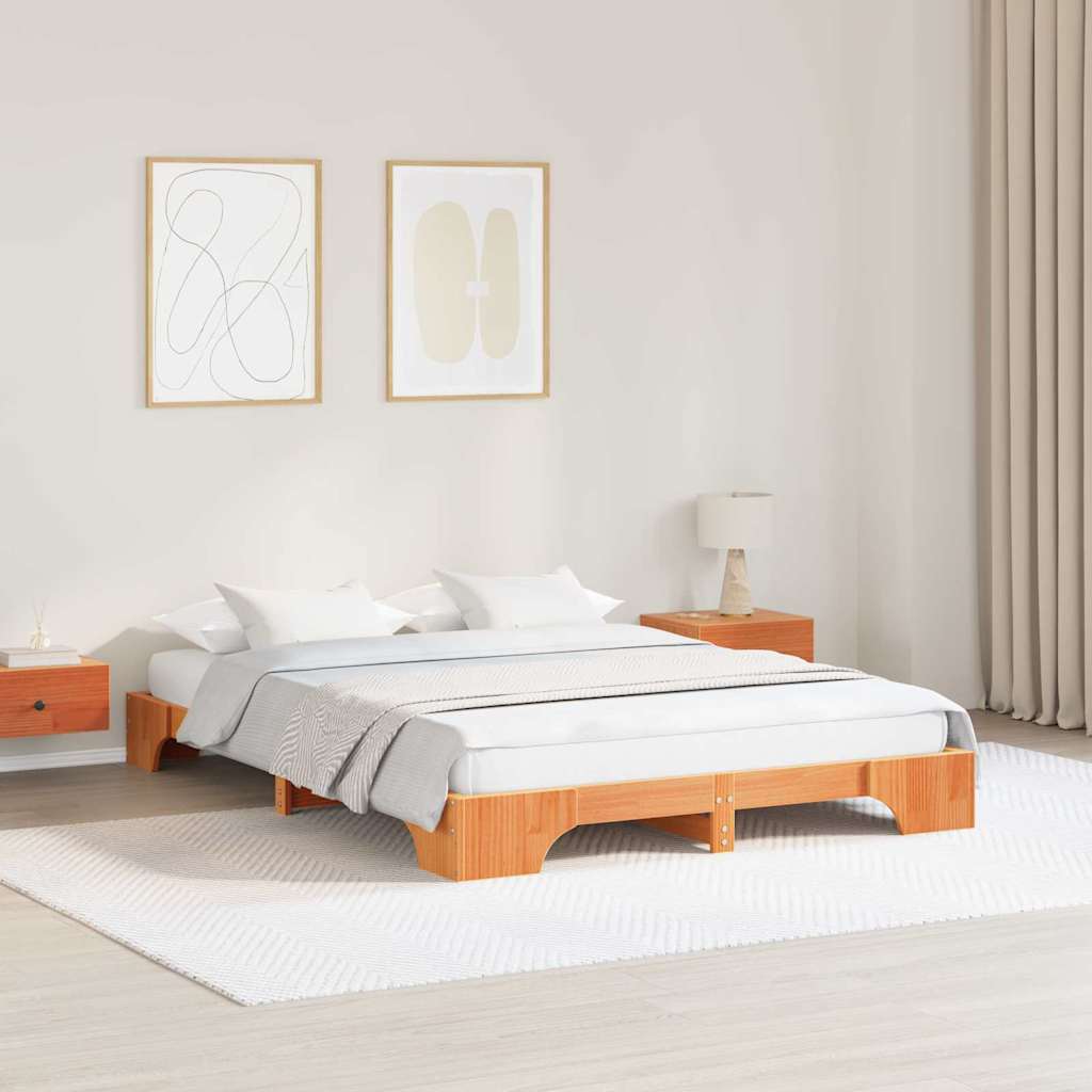 vidaXL Σκελετός Κρεβατιού Κερωτό καφέ 150 x 200 cm