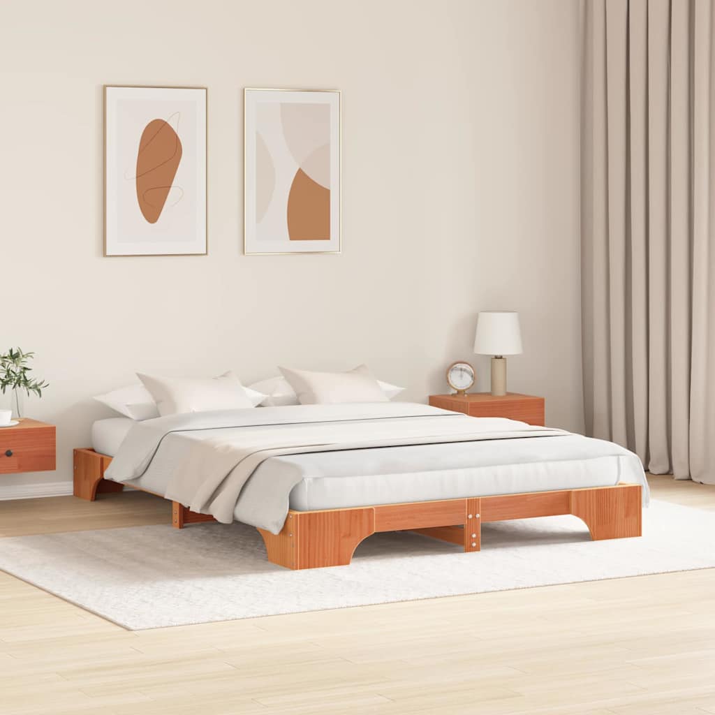 vidaXL Σκελετός Κρεβατιού Κερωτό καφέ 150 x 200 cm