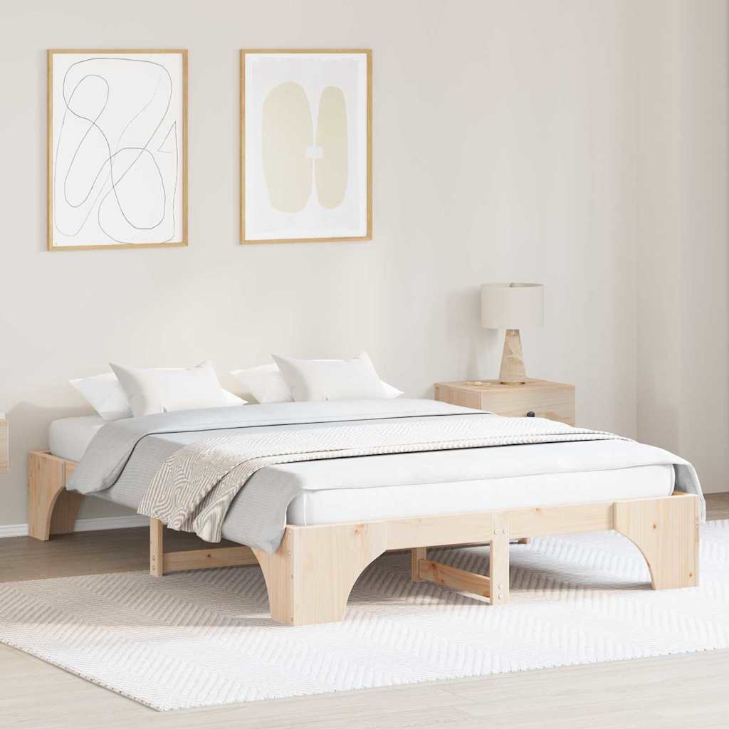 vidaXL Σκελετός Κρεβατιού Φυσικό 140 x 200 cm Στερεά ξυλεία πεύκου