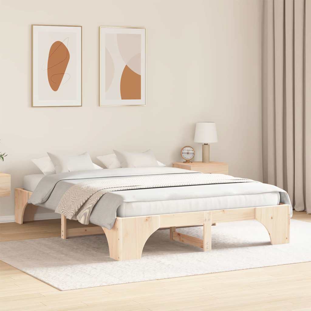 vidaXL Σκελετός Κρεβατιού Φυσικό 140 x 200 cm Στερεά ξυλεία πεύκου