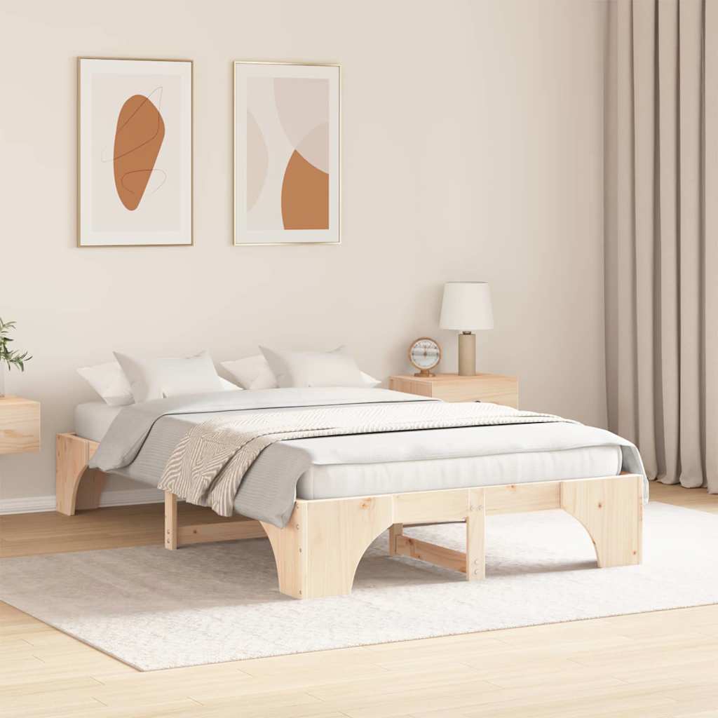 vidaXL Σκελετός Κρεβατιού Φυσικό 140 x 190 cm Στερεά ξυλεία πεύκου