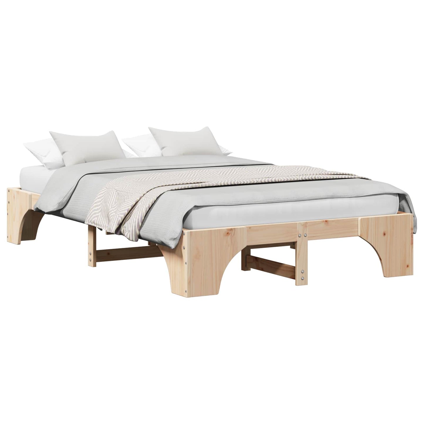 vidaXL Σκελετός Κρεβατιού Φυσικό 140 x 190 cm Στερεά ξυλεία πεύκου
