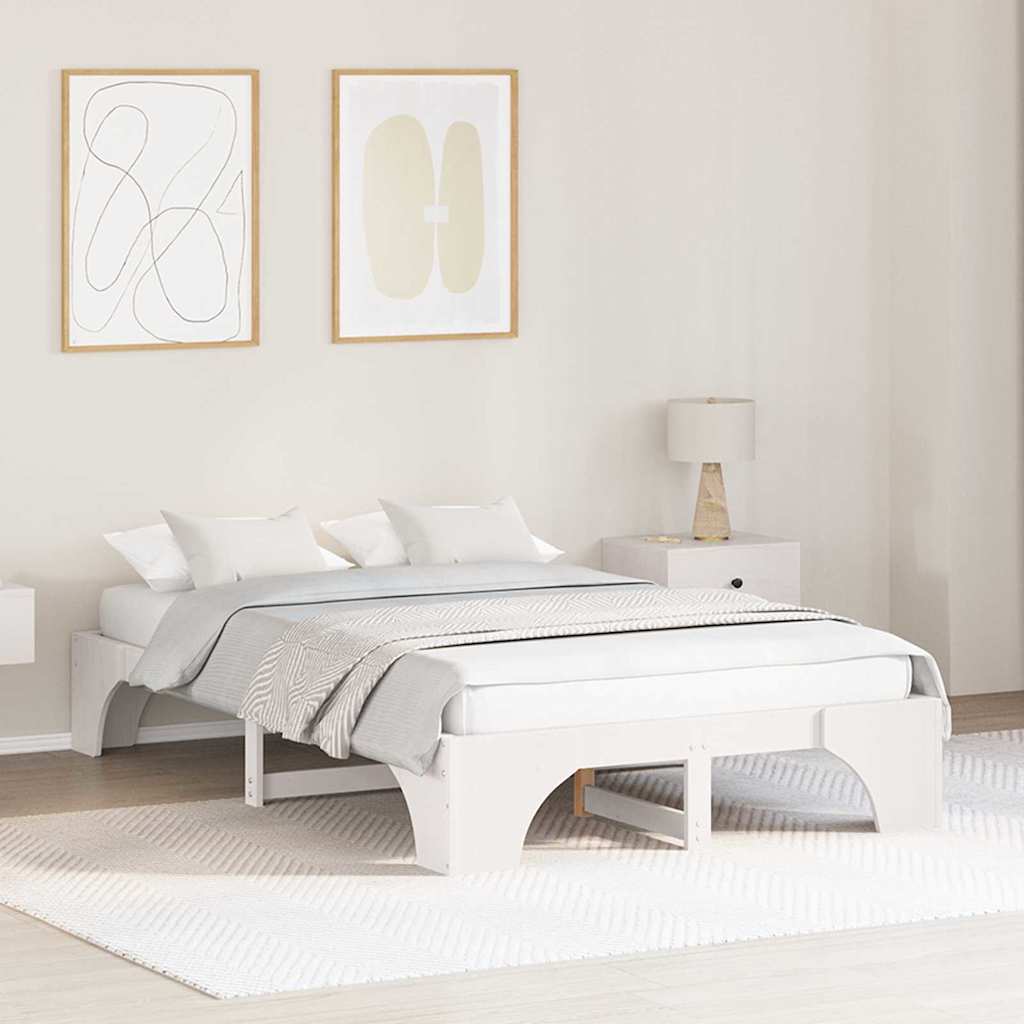 vidaXL Σκελετός Κρεβατιού Λευκό 140 x 190 cm Στερεά ξυλεία πεύκου