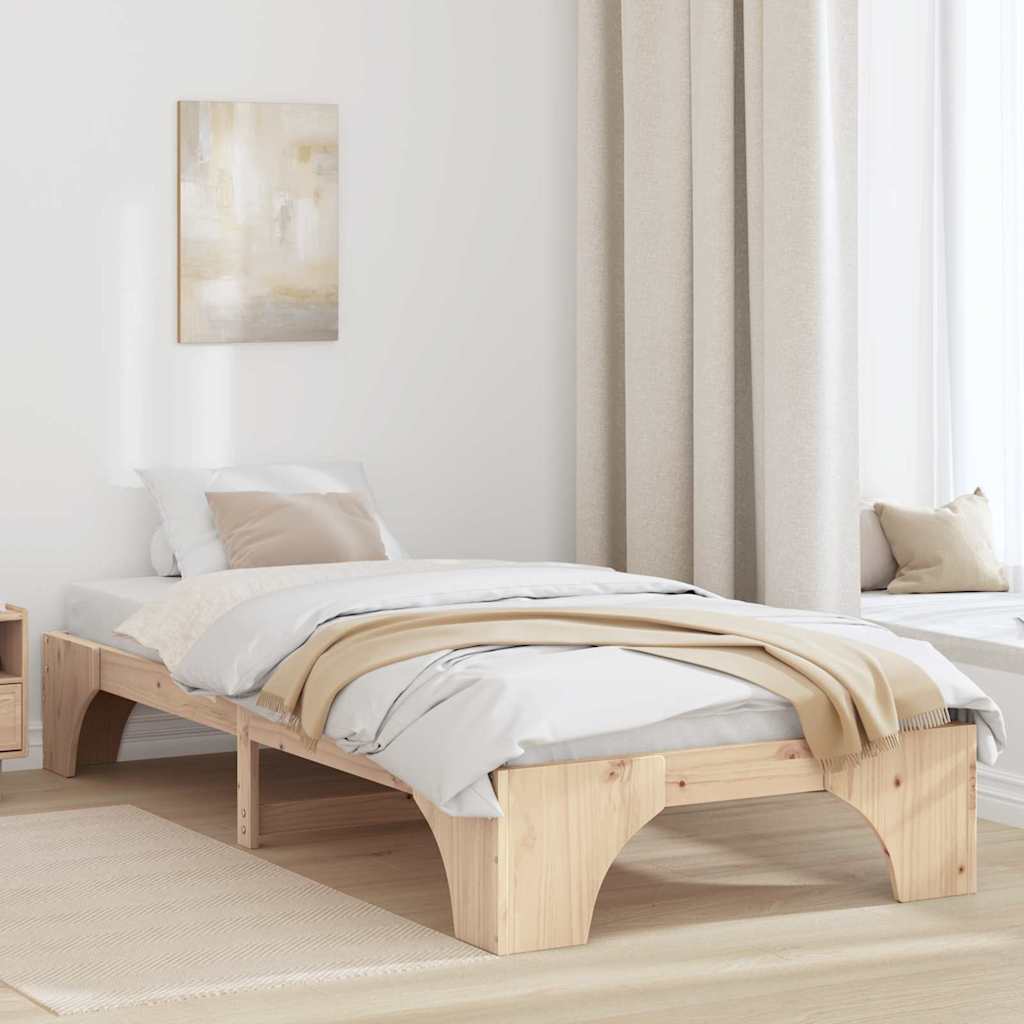 vidaXL Σκελετός Κρεβατιού Φυσικό 90 x 200 cm Στερεά ξυλεία πεύκου