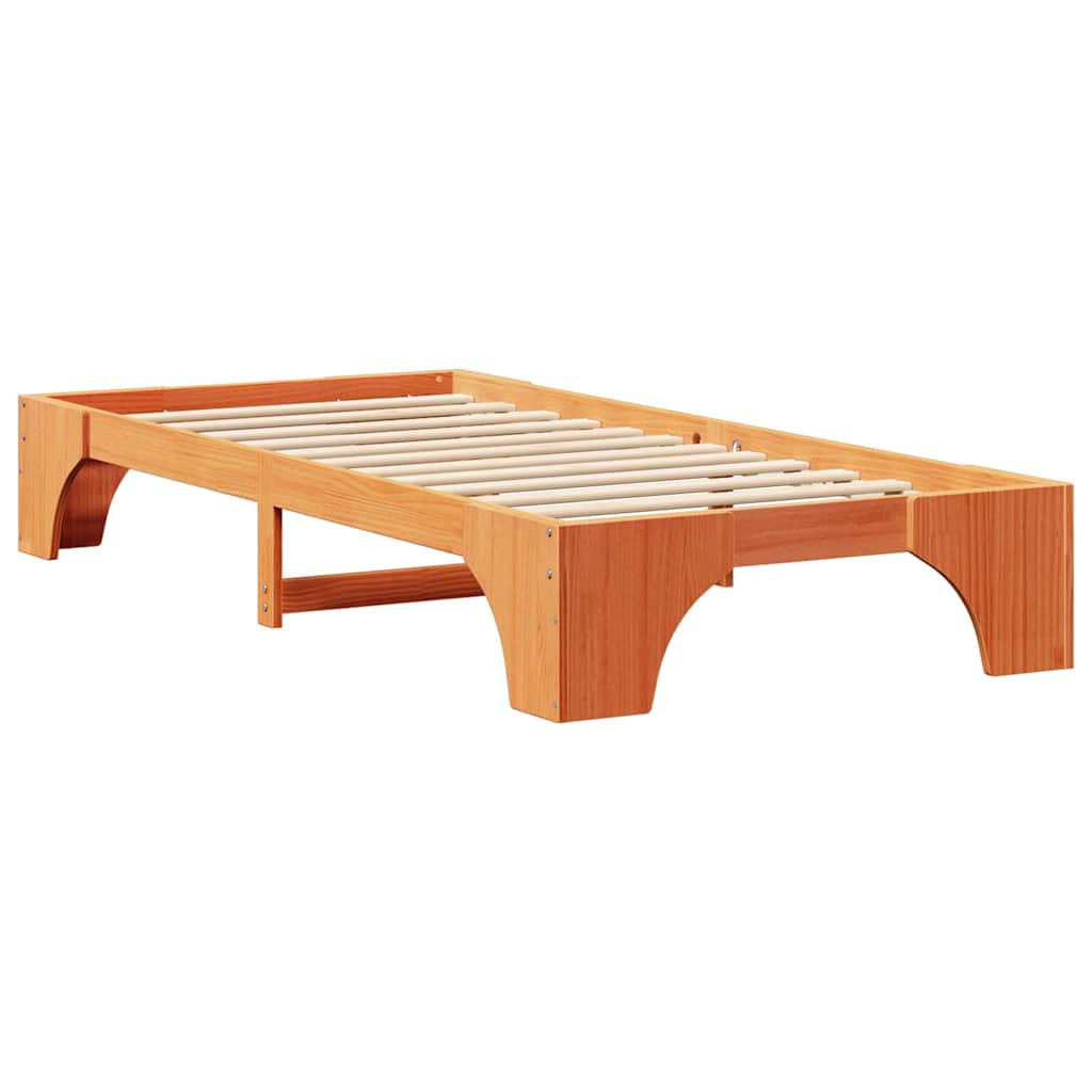 vidaXL Σκελετός Κρεβατιού Κερωτό καφέ 75 x 190 cm Στερεά ξυλεία πεύκου