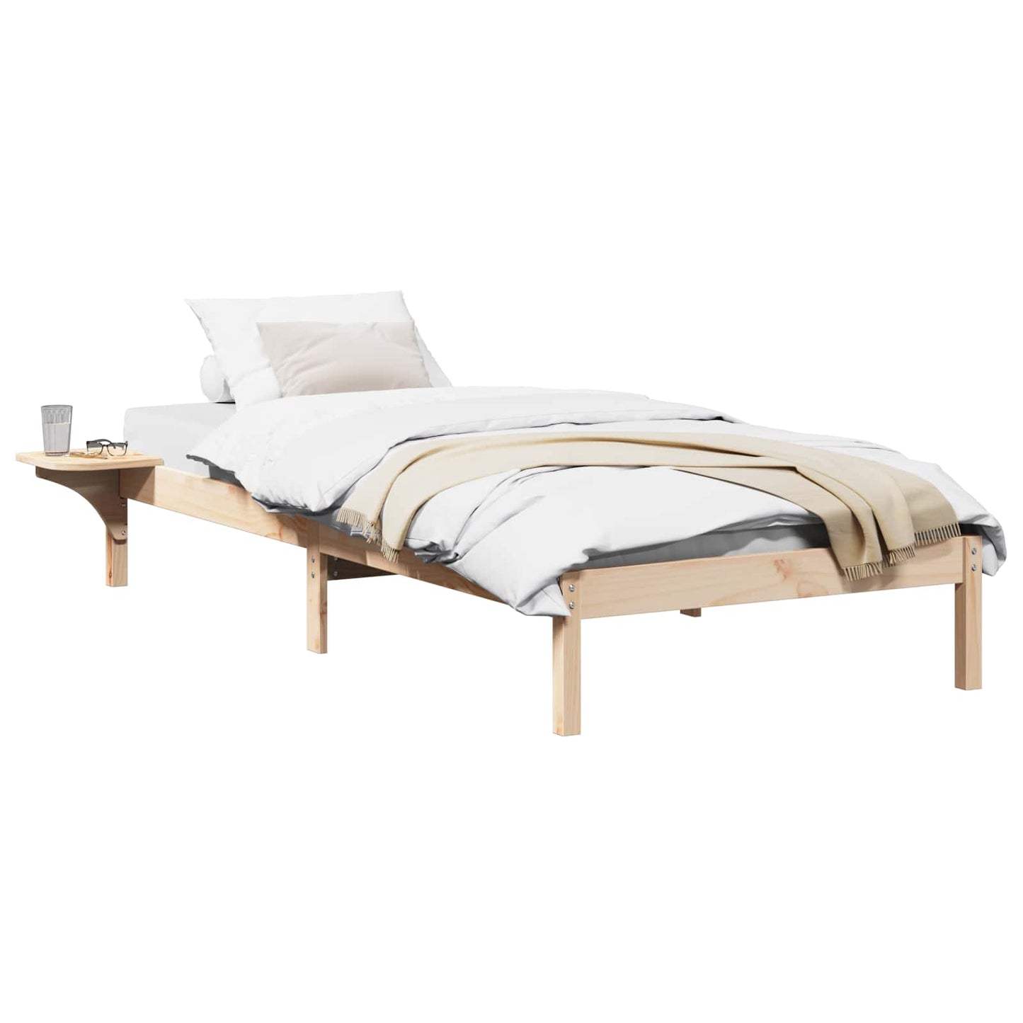 vidaXL Σκελετός Κρεβατιού Φυσικό 90 x 190 cm Στερεά ξυλεία πεύκου